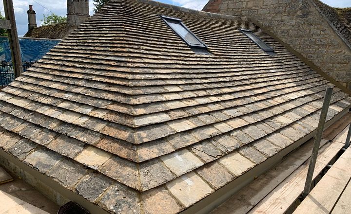Collyweston slate stone roof