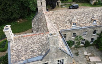 Complete Roof re-slate of Bainton House with Collyweston Slate