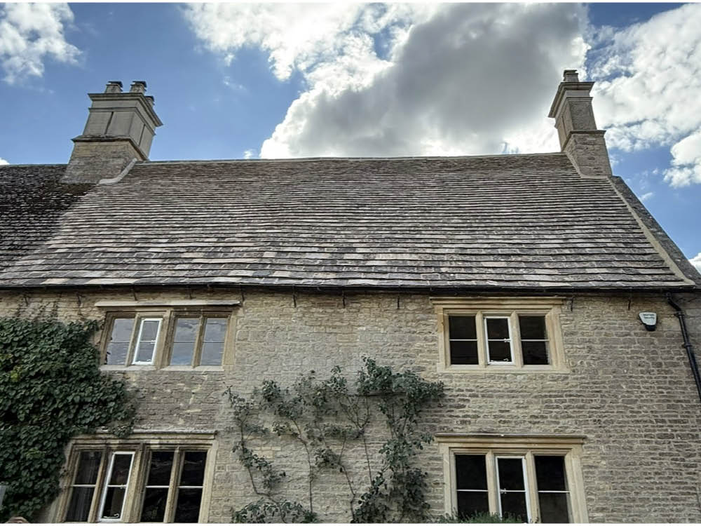 Collyweston re-slate Grade ll Listed Maor House in Northamptonshire - Finished
