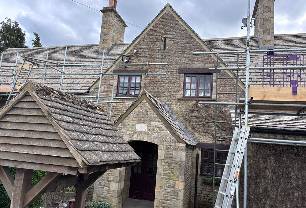 Bradstone Conservation Slate roof re-slate - during the roofing process
