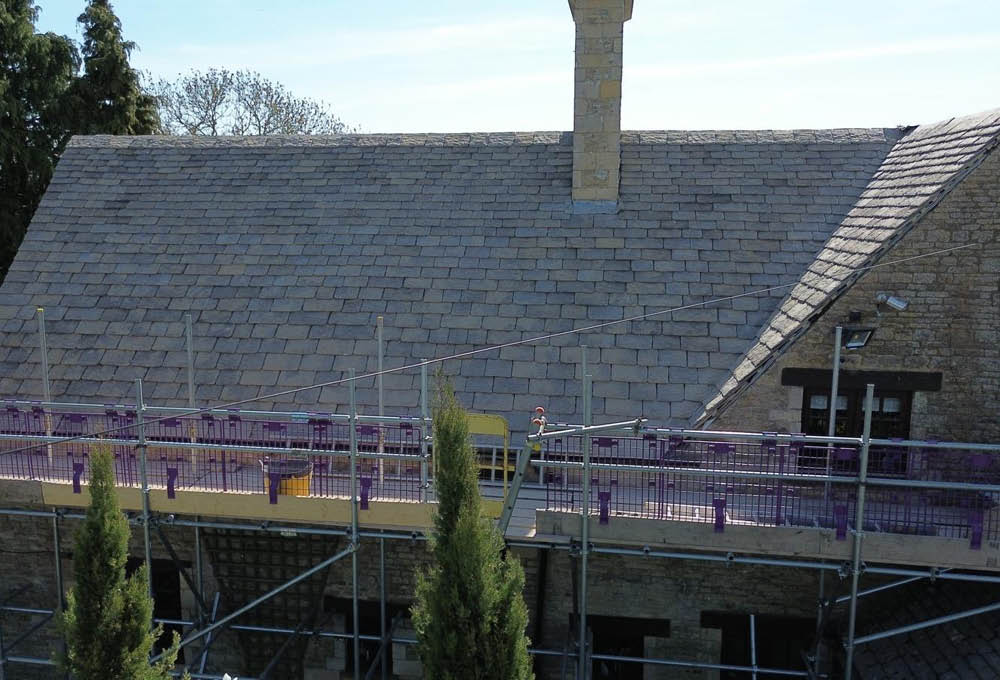 Bradstone Conservation Slate roof re-slate - during the roofing process